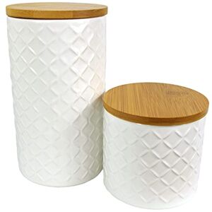 Leaf Ceramic Storage Jars Kitchen Canisters with Lids, Mixed Materials, Cream, 10cm/18cm Leaf Ceramic Storage Jars Kitchen Canisters with Lids, Mixed Materials, Cream, 10cm/18cm