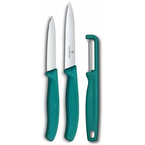 Victorinox Swiss Classic paring Knife Set with Peeler, paring Knife and Tomato Knife, 3-Piece Set, Extra Sharp Blade, Green Victorinox Swiss Classic paring Knife Set with Peeler, paring Knife and Tomato Knife, 3-Piece Set, Extra Sharp Blade, Green