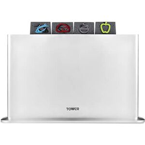 Tower T847042 4pce Chopping Board Set with Stand, Grey/Fleck Design, 29cm x 22.5cm Tower T847042 4pce Chopping Board Set with Stand, Grey/Fleck Design, 29cm x 22.5cm