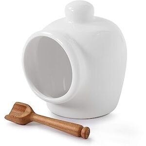 WM Bartleet & Sons 1750 T52W Traditional Porcelain Small Pig with Wooden Salt Serving Spoon-White, 9cm WM Bartleet & Sons 1750 T52W Traditional Porcelain Small Pig with Wooden Salt Serving Spoon-White, 9cm