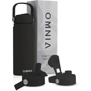 Omnia Vacuum Insulated Stainless Steel Water Bottle, 2 Lids (Straw & Spout) Leakproof, BPA-Free, Reusable Flask, Hot & Cold Thermos for Sports, Gym, Travel, Outdoors (Black, 540ML) Omnia Vacuum Insulated Stainless Steel Water Bottle, 2 Lids (Straw & Spout) Leakproof, BPA-Free, Reusable Flask, Hot & Cold Thermos for Sports, Gym, Travel, Outdoors (Black, 540ML)