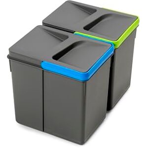 Emuca , waste sorting cut-out base, set of 2 bins height 216mm with 6 litres capacity, Grey, H 216 mm (2x6L) Emuca , waste sorting cut-out base, set of 2 bins height 216mm with 6 litres capacity, Grey, H 216 mm (2x6L)