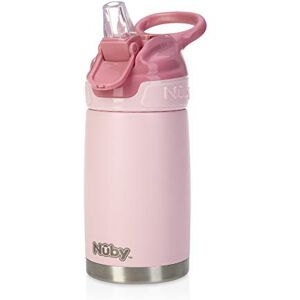 Nuby Thirsty Kids No Spill Flip-It Reflex Stainless Steel Travel Cup or Water Bottle, 10 Oz, Pink Nuby Thirsty Kids No Spill Flip-It Reflex Stainless Steel Travel Cup or Water Bottle, 10 Oz, Pink