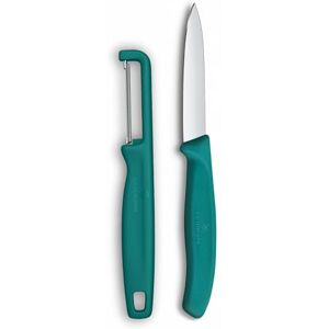 Victorinox Swiss Classic paring Knife Set with Peeler, for Vegetables and Fruit, 2-Piece, Extra-Sharp Blade, Green Victorinox Swiss Classic paring Knife Set with Peeler, for Vegetables and Fruit, 2-Piece, Extra-Sharp Blade, Green
