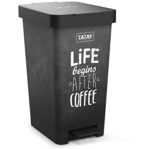 TATAY Smart Deco 25L Rubbish Bin Kitchen with Pedal Compact and Functional Design Indoor and Outdoor Use Fits 30L Bags BPA-Free Durable Plastic 26x36x47cm, Slate Effect TATAY Smart Deco 25L Rubbish Bin Kitchen with Pedal Compact and Functional Design Indoor and Outdoor Use Fits 30L Bags BPA-Free Durable Plastic 26x36x47cm, Slate Effect