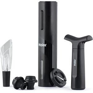 HAIER 6-In-1 Electric Wine Bottle Opener Kit Includes USB Rechargeable Bottle Opener Tulip Wine Aerator Pourer Foil Cutter Vacuum Pump 2 Stoppers Premium Quality HAIER 6-In-1 Electric Wine Bottle Opener Kit Includes USB Rechargeable Bottle Opener Tulip Wine Aerator Pourer Foil Cutter Vacuum Pump 2 Stoppers Premium Quality
