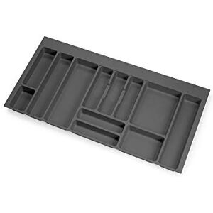 Emuca Cutlery Organizer, kitchen drawer organizer, cutlery tray, 12 compartments, 100cm module, Plastic, Anthracite Grey Emuca Cutlery Organizer, kitchen drawer organizer, cutlery tray, 12 compartments, 100cm module, Plastic, Anthracite Grey
