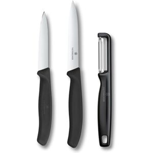 Victorinox Swiss Classic paring Knife Set with Peeler, Vegetable Knife and Tomato Knife, 3-Piece Set, Extra Sharp Blade, Black Victorinox Swiss Classic paring Knife Set with Peeler, Vegetable Knife and Tomato Knife, 3-Piece Set, Extra Sharp Blade, Black