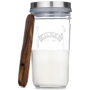 Kilner Kefir Set 0.5Litre Wide Mouth Jar with Silicone Strainer Cap Beech Wood Measuring Spoon & Stainless Steel Lid, Make Probiotic Drinks Kilner Kefir Set 0.5Litre Wide Mouth Jar with Silicone Strainer Cap Beech Wood Measuring Spoon & Stainless Steel Lid, Make Probiotic Drinks