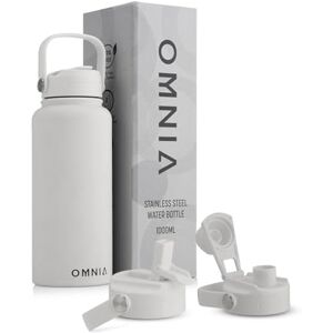 Omnia Vacuum Insulated Stainless Steel Water Bottle, 2 Lids (Straw & Spout) Leakproof, BPA-Free, Reusable Flask, Hot & Cold Thermos for Sports, Gym, Travel, Outdoors (Stone Grey, 1000ML) Omnia Vacuum Insulated Stainless Steel Water Bottle, 2 Lids (Straw & Spout) Leakproof, BPA-Free, Reusable Flask, Hot & Cold Thermos for Sports, Gym, Travel, Outdoors (Stone Grey, 1000ML)