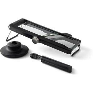 Chef'n Glass Mandoline Slicer with 3 Cutting Blades Slice, Julienne or Crinkle Cut, Vegetable Slicer in Gift Box, Plastic/Stainless Steel, Black, 42 x 19 x 12 cm Chef'n Glass Mandoline Slicer with 3 Cutting Blades Slice, Julienne or Crinkle Cut, Vegetable Slicer in Gift Box, Plastic/Stainless Steel, Black, 42 x 19 x 12 cm