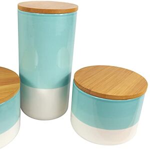 Leaf Ceramic Storage Jars Kitchen Canisters with Lids, Mixed Materials, Aqua Green, 12cm/14.5cm/20cm Leaf Ceramic Storage Jars Kitchen Canisters with Lids, Mixed Materials, Aqua Green, 12cm/14.5cm/20cm