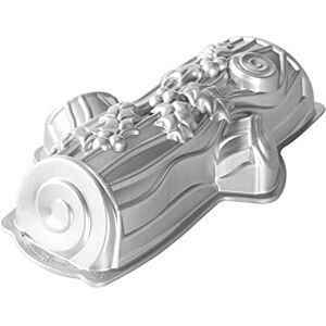 Nordic Ware Buche De Noel Yule Log Pan, Original Cast Aluminium Bundt Tin, Bundt Cake Tin with Christmas Pattern, Cake Mould Made in the USA, Colour: Silver Nordic Ware Buche De Noel Yule Log Pan, Original Cast Aluminium Bundt Tin, Bundt Cake Tin with Christmas Pattern, Cake Mould Made in the USA, Colour: Silver