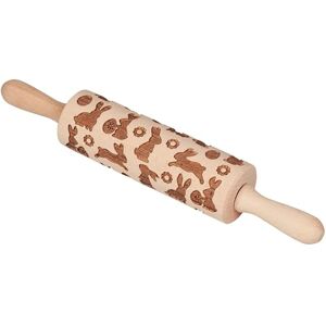 Tala Easter Patterned Wooden Revolving Rolling Pin, FSC Beechwood with Embossed Spring Style Patterns Tala Easter Patterned Wooden Revolving Rolling Pin, FSC Beechwood with Embossed Spring Style Patterns