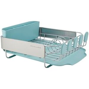 KitchenAid Compact Space Saving Rust Resistant Dish Rack with Removable Flatware Caddy and Angled Self Draining Drainboard, 12.63 x 15.87 x 5.54 Inch, Mineral Water KitchenAid Compact Space Saving Rust Resistant Dish Rack with Removable Flatware Caddy and Angled Self Draining Drainboard, 12.63 x 15.87 x 5.54 Inch, Mineral Water
