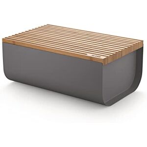 Alessi Mattina BG03 DG Design Bread Box, in Colored Steel with Epoxy Resin with Bamboo Wood Cutting Board,Grey Dark Alessi Mattina BG03 DG Design Bread Box, in Colored Steel with Epoxy Resin with Bamboo Wood Cutting Board,Grey Dark