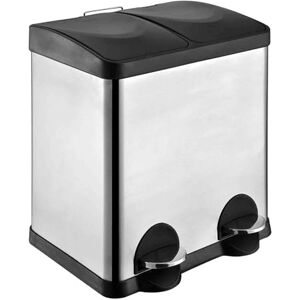 Amig Double Recycling Bin with Pedals Mod. RECIK2 Anti-smudge Kitchen Bin Stainless Steel 2 Compartments x 15 L 48 x 32 x 40 cm Silver and Black Amig Double Recycling Bin with Pedals Mod. RECIK2 Anti-smudge Kitchen Bin Stainless Steel 2 Compartments x 15 L 48 x 32 x 40 cm Silver and Black