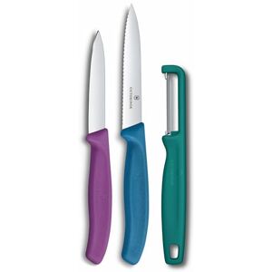 Victorinox Swiss Classic paring Knife Set with Peeler, paring Knife and Tomato Knife, 3-Piece Set, Extra Sharp Blade, Coloured Victorinox Swiss Classic paring Knife Set with Peeler, paring Knife and Tomato Knife, 3-Piece Set, Extra Sharp Blade, Coloured