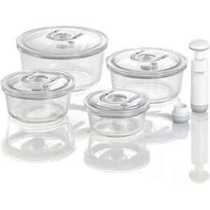 Caso VacuBoxx R-Set 4 Extremely Stable Round Vacuum Containers Made of Borosilicate Glass, BPA-Free, Heat Resistant, Dishwasher Safe, Freezer Safe, Tasteless, Accurate Caso VacuBoxx R-Set 4 Extremely Stable Round Vacuum Containers Made of Borosilicate Glass, BPA-Free, Heat Resistant, Dishwasher Safe, Freezer Safe, Tasteless, Accurate