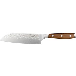 Rio Ashwood 13.5cm Japanese Santoku Kitchen Knife Ultra-Sharp German Stainless Steel Blade Professional Chef Non-Stick Hammered Finish Durable Full Tang Natural Wood Handle Rio Ashwood 13.5cm Japanese Santoku Kitchen Knife Ultra-Sharp German Stainless Steel Blade Professional Chef Non-Stick Hammered Finish Durable Full Tang Natural Wood Handle