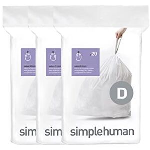 simplehuman CW0254 code D Custom Fit Bin Liner Bulk Pack, White Plastic (3 Pack of 20, Total 60 Liners) simplehuman CW0254 code D Custom Fit Bin Liner Bulk Pack, White Plastic (3 Pack of 20, Total 60 Liners)