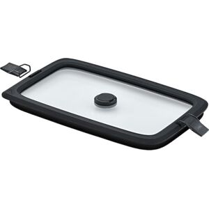 RÖSLE FLEXX 2GO Vacuum Lid 1.5 L Square with Clips, Safety Glass with Silicone Edge and Vacuum Valve, Aroma-tight, Transparent/Black RÖSLE FLEXX 2GO Vacuum Lid 1.5 L Square with Clips, Safety Glass with Silicone Edge and Vacuum Valve, Aroma-tight, Transparent/Black