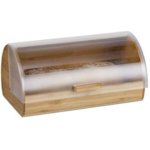 Relaxdays Bamboo Rolling Bread Bin, Large, Aroma-Preserving Bread Box with Lid, HWD: 19 x 38 x 26 cm, Wood, Natural Relaxdays Bamboo Rolling Bread Bin, Large, Aroma-Preserving Bread Box with Lid, HWD: 19 x 38 x 26 cm, Wood, Natural