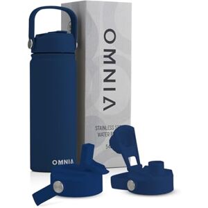 Omnia Vacuum Insulated Stainless Steel Water Bottle, 2 Lids (Straw & Spout) Leakproof, BPA-Free, Reusable Flask, Hot & Cold Thermos for Sports, Gym, Travel, Outdoors (Slate Blue, 540ML) Omnia Vacuum Insulated Stainless Steel Water Bottle, 2 Lids (Straw & Spout) Leakproof, BPA-Free, Reusable Flask, Hot & Cold Thermos for Sports, Gym, Travel, Outdoors (Slate Blue, 540ML)