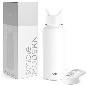 Simple Modern Water Bottle with Straw and Chug Lid Insulated Stainless Steel Bottle for Sports Gym Summit Collection 950ml Winter White Simple Modern Water Bottle with Straw and Chug Lid Insulated Stainless Steel Bottle for Sports Gym Summit Collection 950ml Winter White
