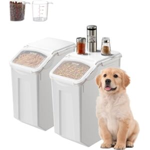 VEVOR Rice Storage Container, 4.5Gallon/20L x2 Capacity Large Dog Food Dispenser Bin, Kitchen Ingredient Grain Cereal Flour Bin, Pet food Containers with Wheels, 2 Measuring Cups, Airtight Lid, 2 Pack VEVOR Rice Storage Container, 4.5Gallon/20L x2 Capacity Large Dog Food Dispenser Bin, Kitchen Ingredient Grain Cereal Flour Bin, Pet food Containers with Wheels, 2 Measuring Cups, Airtight Lid, 2 Pack