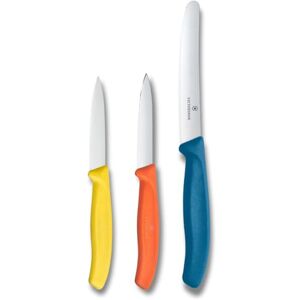 Victorinox Swiss Classic, Kitchen Knife Set, 3-Piece, Vegetable, Tomato and Breakfast Knife, Durable Plastic Handle, Stainless Steel, Yellow/Orange/Blue Victorinox Swiss Classic, Kitchen Knife Set, 3-Piece, Vegetable, Tomato and Breakfast Knife, Durable Plastic Handle, Stainless Steel, Yellow/Orange/Blue