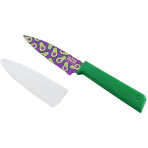 Kuhn Rikon 20492 Funky Fruit Avocado COLORI+ Non-Stick Straight Paring Knife with Safety Sheath, Stainless Steel, 19 cm, Kuhn Rikon 20492 Funky Fruit Avocado COLORI+ Non-Stick Straight Paring Knife with Safety Sheath, Stainless Steel, 19 cm,