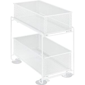 WENKO Gioma drawer organiser, high-quality organiser with 2 shelves and basket pull-out for kitchen cupboard or worktop, kitchen shelf made of powder-coated metal, 35 x 33.5 x 18.5 cm, white WENKO Gioma drawer organiser, high-quality organiser with 2 shelves and basket pull-out for kitchen cupboard or worktop, kitchen shelf made of powder-coated metal, 35 x 33.5 x 18.5 cm, white
