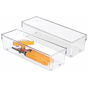 InterDesign iDesign Linus Organiser Tray, Large Plastic Drawer Insert, Pack of 2 Accessories Organiser Boxes, Clear,10.2 cm x 30.5 cm x 7.6 cm InterDesign iDesign Linus Organiser Tray, Large Plastic Drawer Insert, Pack of 2 Accessories Organiser Boxes, Clear,10.2 cm x 30.5 cm x 7.6 cm