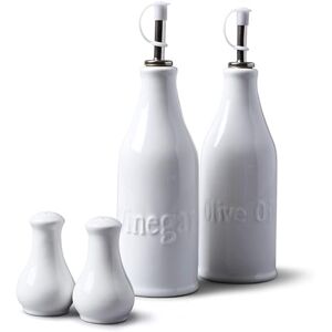 WM Bartleet & Sons 1750 WM Bartleet & Sons Olive Oil & Vinegar Bottles (24cm) with Stainless Steel Pourers and Salt and Pepper Shaker Set (13cm) Made from Porcelain Classic Smooth Finish WM Bartleet & Sons 1750 WM Bartleet & Sons Olive Oil & Vinegar Bottles (24cm) with Stainless Steel Pourers and Salt and Pepper Shaker Set (13cm) Made from Porcelain Classic Smooth Finish