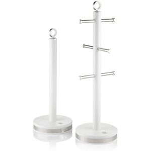 Swan SWKA18537WHT Serenity Towel Pole and Mug Tree Set with Smooth Matt Finish, Stainless Steel Accents and Non-Slip Bases, White Swan SWKA18537WHT Serenity Towel Pole and Mug Tree Set with Smooth Matt Finish, Stainless Steel Accents and Non-Slip Bases, White