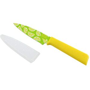 Kuhn Rikon Funky Fruit Citrus Colori+ Non-Stick Straight Paring Knife with Safety Sheath, Stainless Steel, 19 cm, Kuhn Rikon Funky Fruit Citrus Colori+ Non-Stick Straight Paring Knife with Safety Sheath, Stainless Steel, 19 cm,