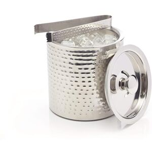 BarCraft BCICEBUCHAM Stainless Steel Ice Bucket with Lid and Tongs, 1.5 Litres (2.5 Pints) Hammered Finish, Silver BarCraft BCICEBUCHAM Stainless Steel Ice Bucket with Lid and Tongs, 1.5 Litres (2.5 Pints) Hammered Finish, Silver