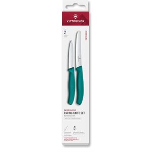 Victorinox Swiss Classic paring Knife Set, 2-Piece, Straight Blade and Serrated Edge, Stainless Steel, Swiss Made, Green Victorinox Swiss Classic paring Knife Set, 2-Piece, Straight Blade and Serrated Edge, Stainless Steel, Swiss Made, Green