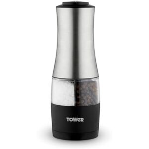 Tower T832248 Dual Electric Salt & Pepper Mill, Battery Operated with Adjustable Ceramic Grinders, Stainless Steel, Black Tower T832248 Dual Electric Salt & Pepper Mill, Battery Operated with Adjustable Ceramic Grinders, Stainless Steel, Black