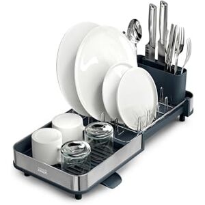 Joseph Joseph Extend Slim Steel Expandable Compact Dish Drainer Rack With Removable Cutlery Holder, Swivel Draining Spout, Grey Joseph Joseph Extend Slim Steel Expandable Compact Dish Drainer Rack With Removable Cutlery Holder, Swivel Draining Spout, Grey