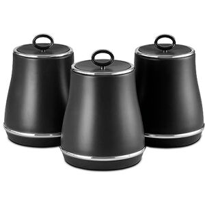 Tower T826176BLK Renaissance Set of 3 Storage Canisters for Coffee/Sugar/Tea, 1.5L, Black Tower T826176BLK Renaissance Set of 3 Storage Canisters for Coffee/Sugar/Tea, 1.5L, Black