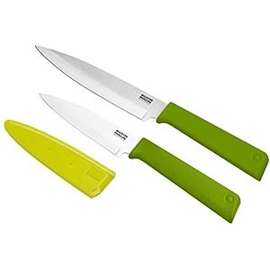 Kuhn Rikon Colori+ Classic 2-Piece Paring Knife and Utility Knife Set with Safety Sheaths, Green Kuhn Rikon Colori+ Classic 2-Piece Paring Knife and Utility Knife Set with Safety Sheaths, Green