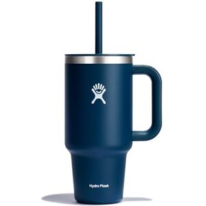 Hydro Flask Travel Tumbler 946 ml (32 oz) with Closable Press-in Straw Lid Stainless Steel Double Wall Vacuum Insulated Splash Resistant lid Indigo Hydro Flask Travel Tumbler 946 ml (32 oz) with Closable Press-in Straw Lid Stainless Steel Double Wall Vacuum Insulated Splash Resistant lid Indigo