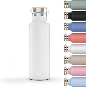 Daikoku Bottle Double Wall Stainless Steel Thermos Flask Keeps Drinks Hot or Cold for Hours Two Stoppers White 500ML Daikoku Bottle Double Wall Stainless Steel Thermos Flask Keeps Drinks Hot or Cold for Hours Two Stoppers White 500ML