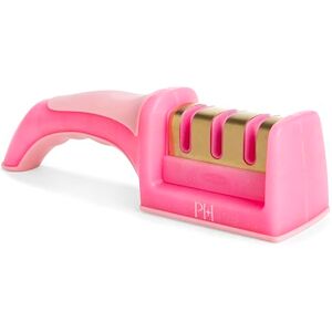 Paris Hilton 3-Stage Knife Sharpener, Professional Kitchen Knife Sharpener with Ergonomic Handle, Non-Slip Base, and Coarse, Medium, Fine Sharpening Stages, Pink Paris Hilton 3-Stage Knife Sharpener, Professional Kitchen Knife Sharpener with Ergonomic Handle, Non-Slip Base, and Coarse, Medium, Fine Sharpening Stages, Pink