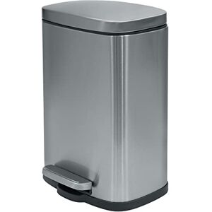 Spirella Rubbish Bin, Pedal Bin for the Kitchen, 12 Litres, Soft Close, Plastic Inner Bucket, with Foot Pedal Silver Spirella Rubbish Bin, Pedal Bin for the Kitchen, 12 Litres, Soft Close, Plastic Inner Bucket, with Foot Pedal Silver