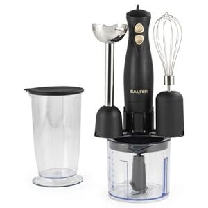 Salter Alchemy Hand Blender Set – 3 in 1 Food Chopper, Whisk & Immersion Stick Blending Rod, 2 Speed Settings, 500ml Chopping Bowl, 700ml Storage Beaker, Stainless Steel Blades, 350W, Black/Gold Salter Alchemy Hand Blender Set – 3 in 1 Food Chopper, Whisk & Immersion Stick Blending Rod, 2 Speed Settings, 500ml Chopping Bowl, 700ml Storage Beaker, Stainless Steel Blades, 350W, Black/Gold