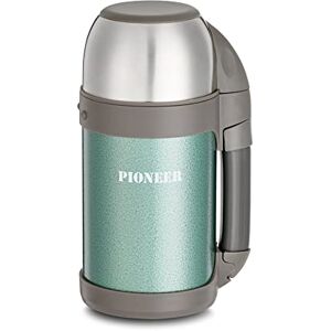 Pioneer Stainless Steel Vacuum Flask Thermos Mug with Strap, Green 1 Litre 33.81 fl oz Pioneer Stainless Steel Vacuum Flask Thermos Mug with Strap, Green 1 Litre 33.81 fl oz