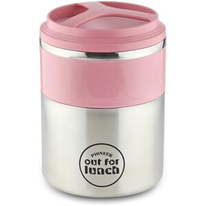 Pioneer Vacuum Insulated Lunch Box 2 Tier, Leak-Proof Food/Soup Flask with Extra Wide Opening and 2 Compartments, 4 Hours Hot 8 Hours Cold, 18/10 Stainless Steel Pink, 1.5 Litre Pioneer Vacuum Insulated Lunch Box 2 Tier, Leak-Proof Food/Soup Flask with Extra Wide Opening and 2 Compartments, 4 Hours Hot 8 Hours Cold, 18/10 Stainless Steel Pink, 1.5 Litre